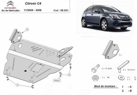 Motor, Versnellingsbak en Radiator Beschermplaat voor Citroen C4