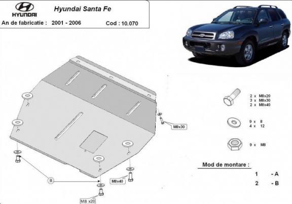Motor, Versnellingsbak en Radiator Beschermplaat voor Hyundai Santa Fe