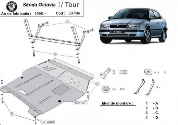 Motor en Versnellingsbak Beschermplaat voor Skoda Octavia Tour