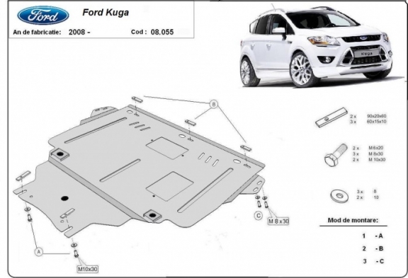 Motor, Versnellingsbak en Radiator Beschermplaat voor Ford Kuga