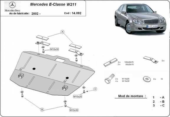 Motor en Radiator Beschermplaat voor Mercedes E-Classe W211