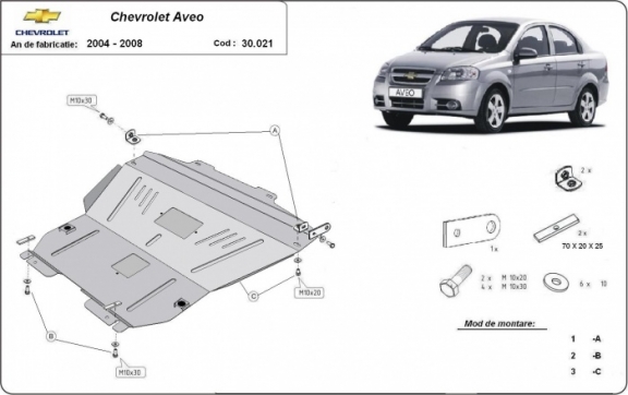 Motor, Versnellingsbak en Radiator Beschermplaat voor Chevrolet Aveo
