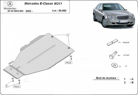 Versnellingsbak Beschermplaat voor Mercedes E-Clasee W211 automatique