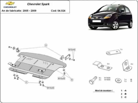 Motor, Versnellingsbak en Radiator Beschermplaat voor Chevrolet Spark