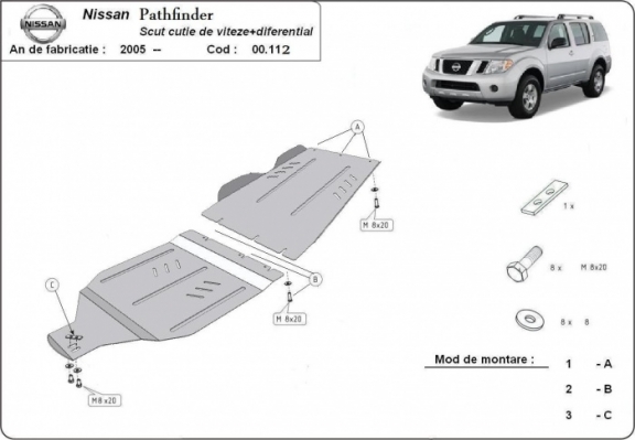 Versnellingsbak en Differentieel Beschermplaat voor Nissan Pathfinder