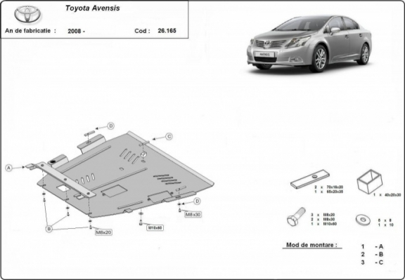 Motor Beschermplaat voor Toyota Avensis