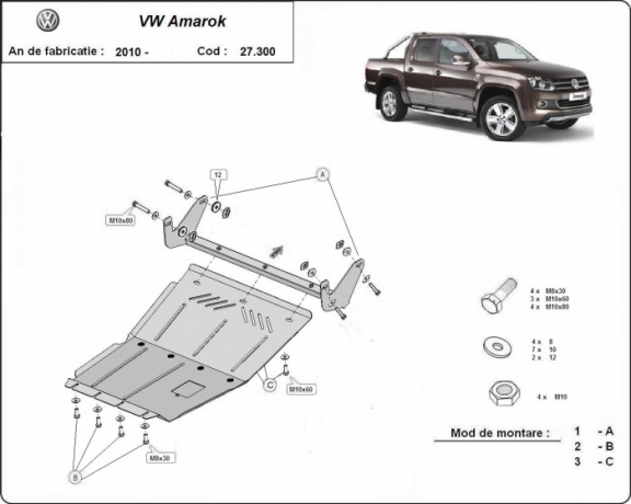Motor Beschermplaat voor Volkswagen Amarok