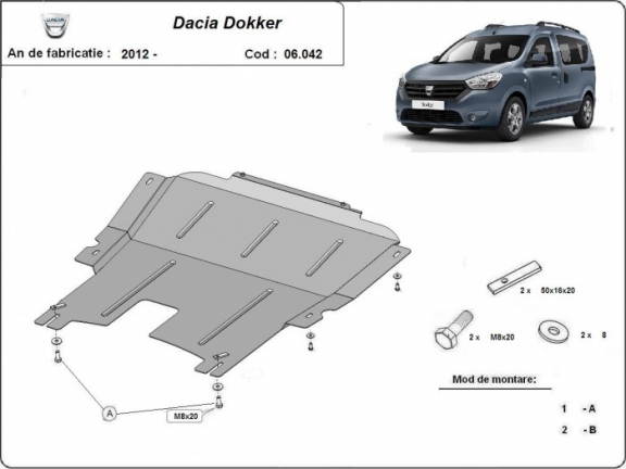 Motor en Versnellingsbak Beschermplaat voor Dacia Dokker