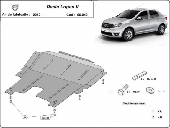 Motor en Versnellingsbak Beschermplaat voor Dacia Logan 2