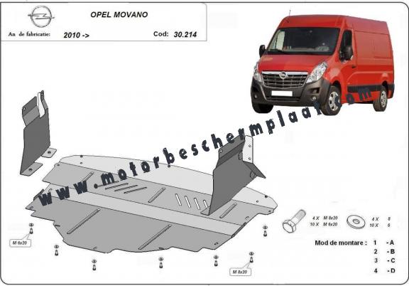 Motor en Versnellingsbak Beschermplaat voor Opel Movano B 