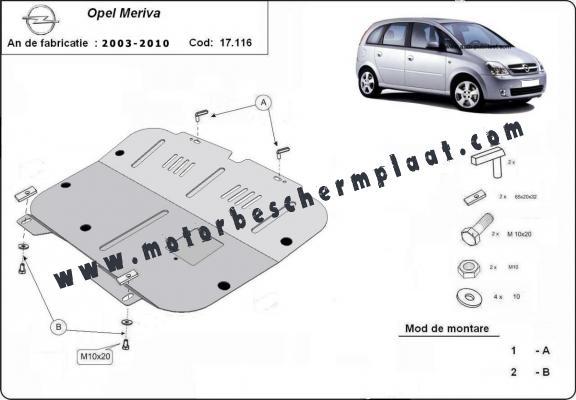 Motor, Versnellingsbak en Radiator Beschermplaat voor Opel Meriva A 