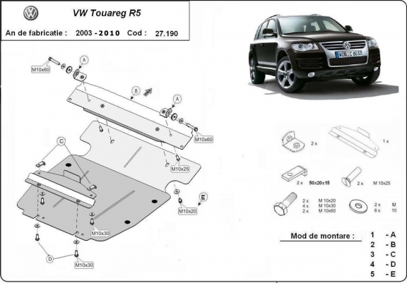 Motor Beschermplaat voor Volkswagen Touareg 7L