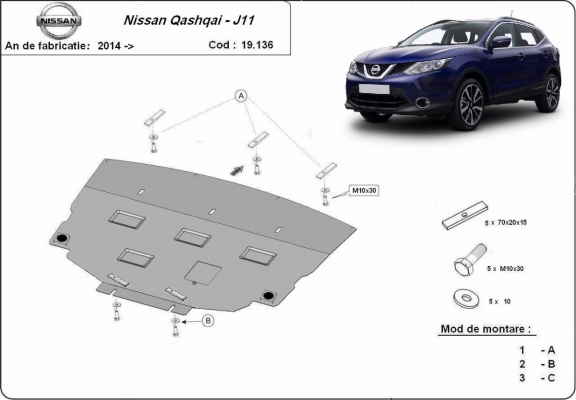 Motor, Versnellingsbak en Radiator Beschermplaat voor Nissan Qashqai J11
