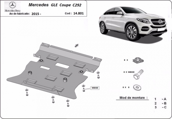 Motor en Versnellingsbak Beschermplaat voor Mercedes GLE Coupe C292