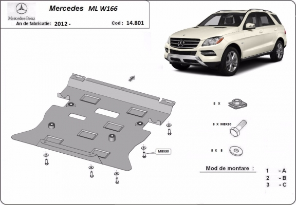 Motor en Versnellingsbak Beschermplaat voor Mercedes ML W166