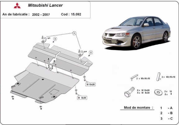 Motor, Versnellingsbak en Radiator Beschermplaat voor Mitsubishi Lancer