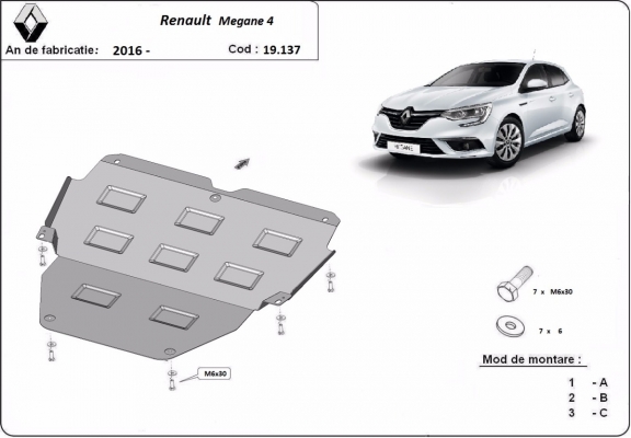 Motor en Versnellingsbak Beschermplaat voor Renault Megane 4