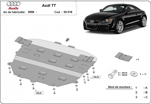 Motor, Versnellingsbak en Radiator Beschermplaat voor Audi TT