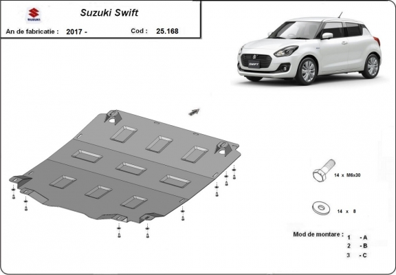 Motor, Versnellingsbak en Radiator Beschermplaat voor Suzuki Swift