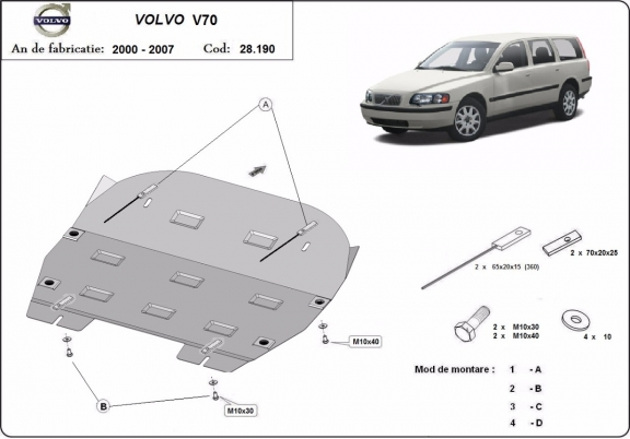 Motor, Versnellingsbak en Radiator Beschermplaat voor Volvo V70