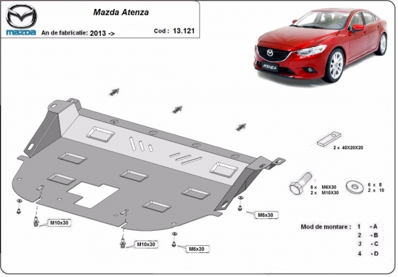 Motor, Versnellingsbak en Radiator Beschermplaat voor Mazda Atenza