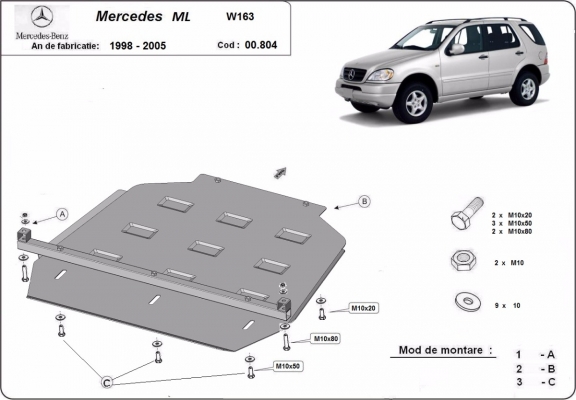 Versnellingsbak Beschermplaat voor Mercedes ML W163