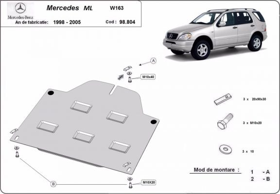 Differentieel Beschermplaat - RWD voor Mercedes ML W163