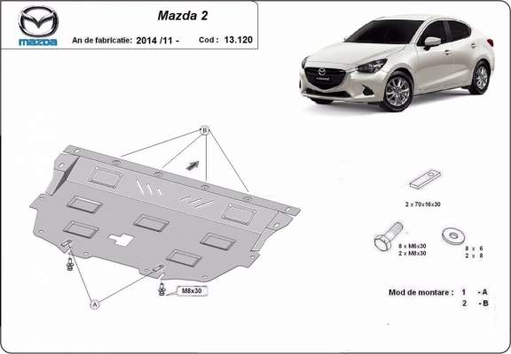 Motor, Versnellingsbak en Radiator Beschermplaat voor Mazda 2