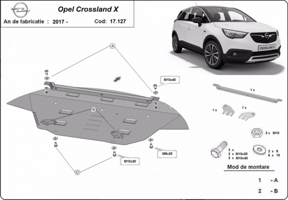 Motor, Versnellingsbak en Radiator Beschermplaat voor Opel Crossland X