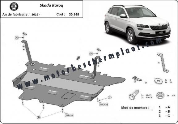 Motor, Versnellingsbak en Radiator Beschermplaat voor Skoda Karoq - handmatige versnellingen