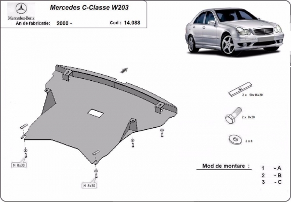 Motor en Radiator Beschermplaat voor Mercedes C-Class W203