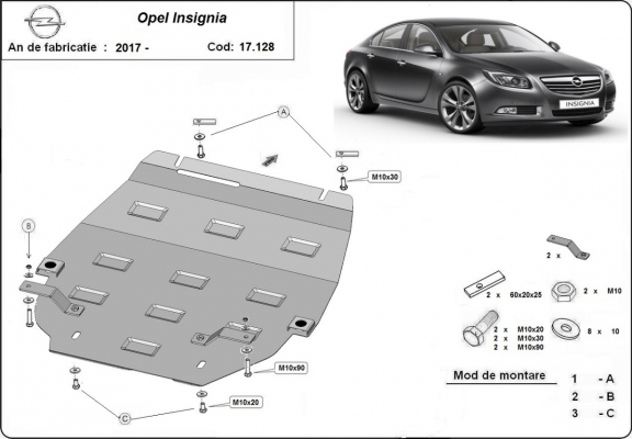 Motor, Versnellingsbak en Radiator Beschermplaat voor Opel Insignia B
