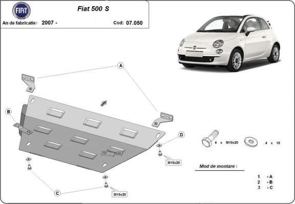 Motor Beschermplaat voor Fiat 500 S