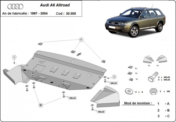 Motor en Radiator Beschermplaat voor Audi Allroad A6