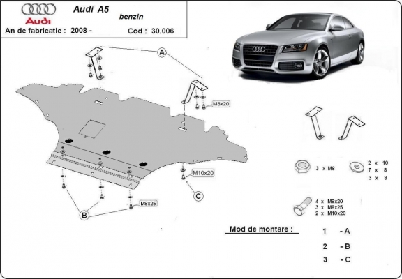 Motor en Radiator Beschermplaat voor Audi A5, benzine