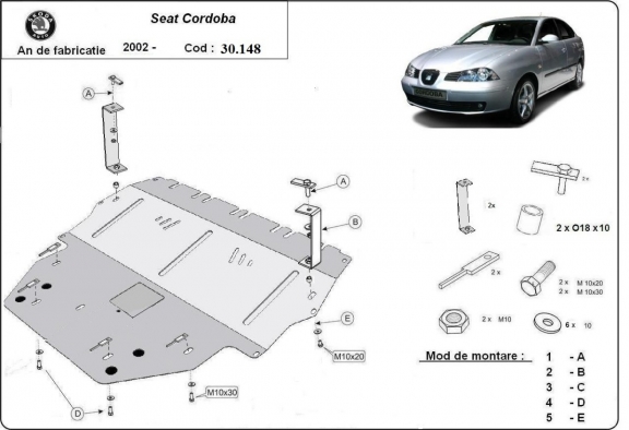 Motor, Versnellingsbak en Radiator Beschermplaat voor Seat Cordoba Diesel