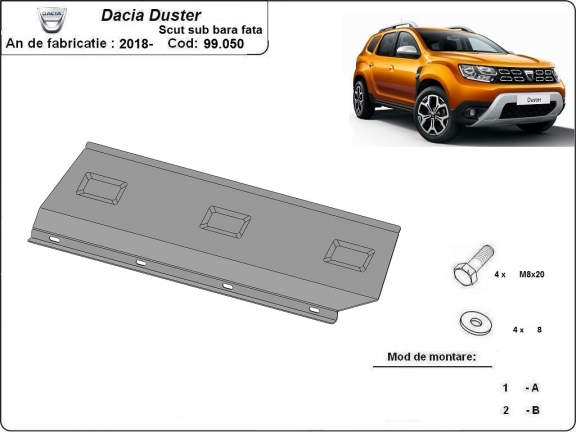 Stalen voorbumperbeschermer voor Dacia Duster
