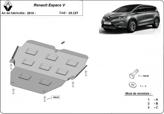 Motor en Versnellingsbak Beschermplaat voor Renault Espace 5