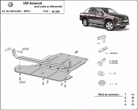 Versnellingsbak en Differentieel Beschermplaat voor Volkswagen Amarok