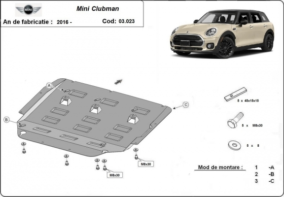 Motor en Versnellingsbak Beschermplaat voor Mini Clubman