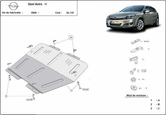 Motor, Versnellingsbak en Radiator Beschermplaat voor Opel Astra H