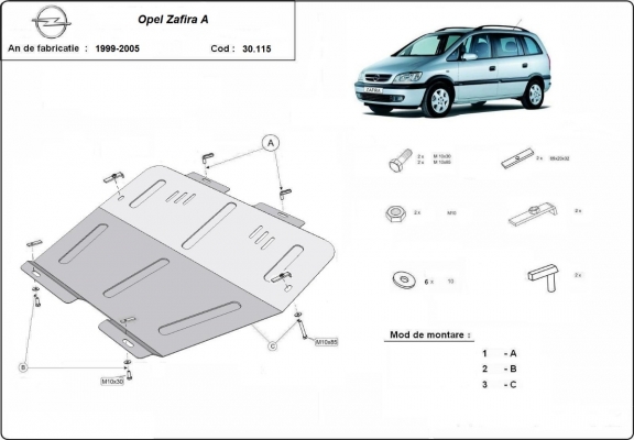Motor, Versnellingsbak en Radiator Beschermplaat voor Opel Zafira A 