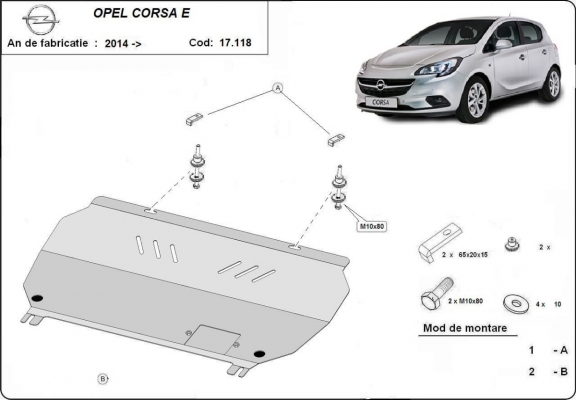 Motor en Versnellingsbak Beschermplaat voor Opel Corsa E