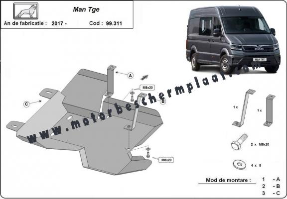 AdBlue tank Beschermplaat voor Man TGE / 18 L