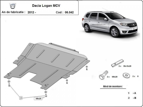 Motor en Versnellingsbak Beschermplaat voor Dacia Logan MCV