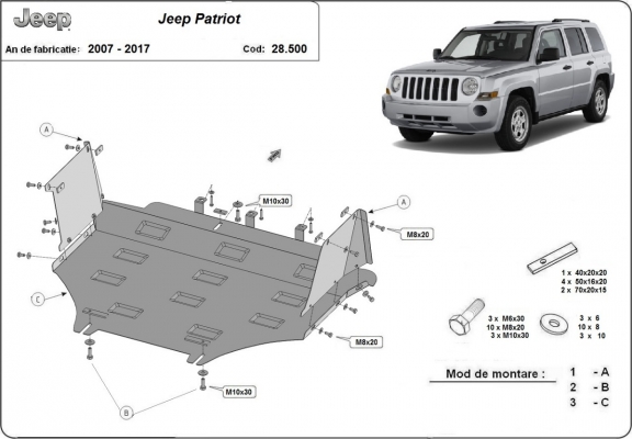 Motor Beschermplaat voor Jeep Patriot