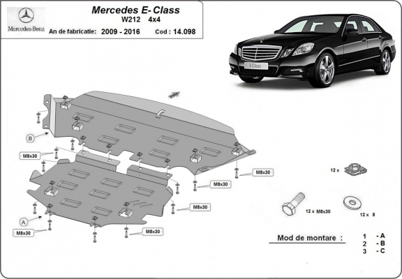 Motor en Radiator Beschermplaat voor Mercedes E-Classe W212 - 4x4