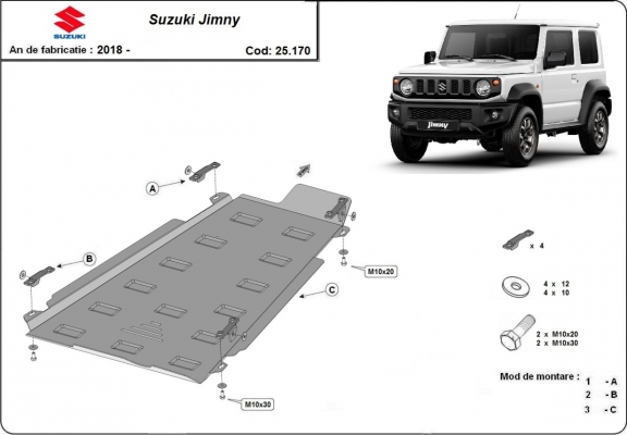 Overdracht geval Beschermplaat voor Suzuki Jimny - 3-deurs model