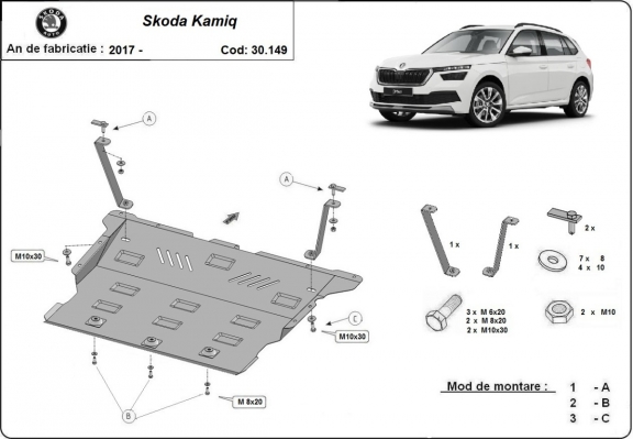 Motor en Versnellingsbak Beschermplaat voor Skoda Kamiq