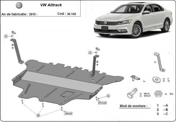 Motor, Versnellingsbak en Radiator Beschermplaat voor VW Passat Alltrack - handmatige versnellingen
